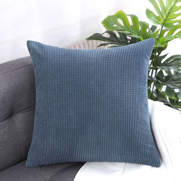 Corduroy Corn Striped Throw Pillow Cover Cushion Cover 26" x 26" Dark Blue - Picture 2 of 6
